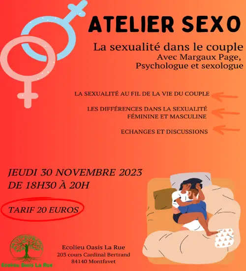 Flyer actualités sur un atelier sexologie et psychologie à Avignon et Montfavet
